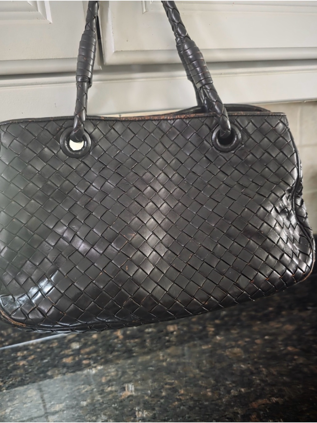 Bottega Veneta Black Intrecciato Woven Shoulder Bag
